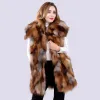 Autumn Winter Women Genuine Real Fox Fur Vest Fashion Soft Warm Casual Jacket Lady Long Style Gilet Outerwear Custom Any