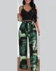 Kvinnors tvådelar Pants Elegant Set Sexy Off-Shoulder Strap Flowers 2023 Summer Grab Fashion Tank Top Straight Trousers 2-Piece Suit S-XXX