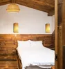 Vägglampa japansk stil handgjorda bambu stickljus ledde sconce bakgrund för sovrum vardagsrum el sängen säng