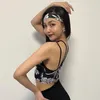 Bühnenkleidung Latin Dance Tops Frauen Leopard Blumendruck Weste Erwachsene Cha Rumba Damen Praxis Kleidung DNV18424