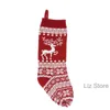 Julgran Sock Santa Claus Candy Gift Socks Snowflake Elk Mönster Decoration Pendant Xmas Party Hanging Decor Supplies Th1210