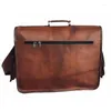 Sacs polochons en cuir de vachette pour hommes, diagonale rétro marron, sac à bandoulière pour ordinateur portable, bureau, voyage