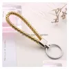 Keychains Lanyards Shop S Mix Color Pu Leather Braided Woven Keychain Rope Rings Fit Diy Circle Pendant Key Chains Holder Car Keyrin Dhdnu