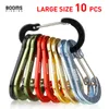 Carabiners Booms 낚시 CC5 10pcs D- 링 알루미늄 Aalloy Carabiner Clip 대형 야외 여행 후크 버클 Karabiner Camp 등반 장비 231021