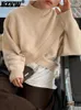 Kobiety swetry BZVW koreańsko -szykownie niszowe designerskie designerki Pulted Women 2023 Autumn Winter Mock Neck Cross Design Design żeńskie ubrania