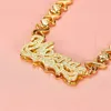 Pendant Necklaces Personalized Custom Gold Plated Name Necklace with Heart Double Layer Two Tone Nameplate Necklace XOXO Chain Jewelry Gift 230630