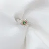 Cluster Rings YM2023 Green Diamonds Solid 18K Gold Female's 0.40ct Jewelry Wedding Engagement For Women