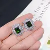 Brincos de garanhão HT sólido 925 prata esterlina natureza verde diopside 4.7ct pedras preciosas para mulheres presentes de aniversário finos