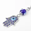 مفاتيح مفاتيح Lucky Fatima Hand Blue Evil Erege Keychain للرجال نساء تركيا تميمة السيارة مفتاح حقيبة ظهر محفظة قلادة أزياء مجوهرات الهدايا