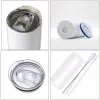 EUA/CA 25pcs estilo de borda plana sublimação em branco 20 onças de parede reta Parede de aço inoxidável de capa isolada de aço 0516