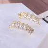 Boucles d'oreilles à clous, bijoux européens et américains, vente en gros, une seule rangée de gouttelettes d'eau, Zircon brillant, conception de branche d'olivier de blé, vente en gros