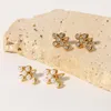Brincos Youthway Delicado Pérola Cubic Zirconia Cruz Forma Vintage Clássico Charme Jóias Douradas Para Mulheres À Prova D 'Água