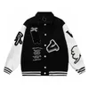 Mens Designer Couro Jaqueta de Beisebol Moda Varsity Bomber Jackets Casual Creme Branco Coelho College Men Outerwear Casaco Tamanho M-2XL