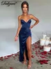 Urban Seksowne sukienki Dulzura Y2K Ubrania bez rękawów bez pleców rurka Rucha Bodycon Side Slit Maxi Sukienki dla kobiet klubowych przyjęcie urodzinowe Eleganckie stroje T231023