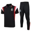 23 24 ASC Milans korta ärmar Långa byxor TRACKSUT FOTBALL Sportkläder Training Suit 2023 2024 Soccer Jersey Uniform Chandal Adult Sweatshirt Set