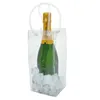 Buz Kovaları ve Soğutucu Şarap Çantaları PVC Anti Sızıntı Torbası Şeffaf Soğutmalı Şampanya Kırmızı Şişe Viski Katlanabilir Eko Plastik Tote 231023