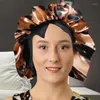 Serviette de sommeil Bonnet réversible cheveux longs casquette en soie pour les femmes soins réglable noué Turban chapeau bouclé