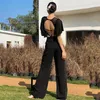 Stadium Slijtage 2023 Ballroom Dans Tops Vrouwen Backless Korte Mouwen Bodysuit Volwassen Wals Prestaties Kleding Tango Kostuum BL11310