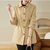 Womens Trench Coats Spring Autumn Midlength Coat Single Breasting Drawstring Slim Overcoat Commute Formal Little Chap Jacket Women 231023