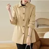 Femmes Trenchs Manteaux Printemps Automne Manteau Mi-long Simple Boutonnage Cordon Mince Pardessus Trajet Formel Petit Chap Veste Femmes 231023