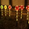 Solar Led Candy Cane Pathway Lamp 8 Modes Outdoor Lollipop Lights For Christmas Year Holiday Decor