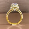 Anéis de cluster 14k ouro 3ct laboratório diamante anel 925 prata esterlina bijou noivado casamento banda para mulheres nupcial festa de aniversário jóias