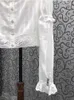 Женские блузки, хлопковые топы, осень 2023, модная укороченная женская сексуальная тюлевая кружевная вышивка в стиле пэчворк, повседневная белая блузка с длинным рукавом