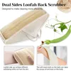 Double-Sided Exfoliating & Cleansing Back Scrubber Fast Drying Ultra-Durable Microfiber Linen Loofah Back Scrubber for Shower