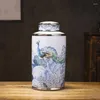 Flaskor vintage keramisk vas ingefära burk general påfågel mönster blomma kruka skrivbord lagringsarrangemang hem dekoration