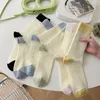 Femmes chaussettes mode mince respirant coton peigné Kawaii Harajuku corée filles Calcetines