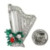 Broches 12 Uds. Por lote, alfileres de música cristiana con arpa esmaltada con diamantes de imitación transparentes, broche, regalo de joyería de Navidad C102175