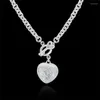 Pendants 925 Sterling Silver Jewelry 18 Inch Fine Crystal Heart Key Necklace For Women Christmas Gifts Party Wedding