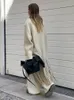 Kvinnors ull blandar Autumn Solid Tassel Woolen Coat Women Lapel full hylsa med fickrockar Kvinnliga modekläder överrockar 231023