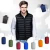 Men's Down Parkas Man Lightly Down Vest Men's Short Stand -up Standing Collar Down Warm Shoulder Portable Striped Jacket S-3XL 231023