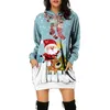 Bluzy damskie motywy bluzy bluza śliczne Święty Mikołaj nadruk nadruk zimowy średniej długości Pullower 11. przyjęcie świąteczne żeńskie z kapturem