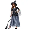 Costume d'Halloween Femmes Designer Cosplay Costume Halloween Sorcière Costume Nouvelle Discothèque Fête Dentelle Maille Tempérament Bleu Noir Sorcière