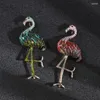 Brooches Female Fashion Vintage Crystal Cute Flamingo For Women Luxury Gold Color Alloy Animal Brooch Safety Pins