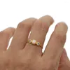 Cluster Rings Three Stone Opal Blue Cz Ring Design Classic Gold Color Vermeil 925 Sterling Silver Minimal Jewelry Finger