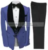 Ternos masculinos jacquard homens formal blazer colete calças baile de formatura 3 peças veludo xale lapela wear personalizado masculino fino ajuste smoking para o noivo do casamento