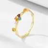 Anillos de racimo 925 plata esterlina anillo de circón multicolor para las mujeres de moda deslumbrante cz piedra color oro joyería regalo enviado dentro de 72 horas
