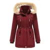 Manteau à doublure détachable en duvet pour femmes, doublure en fourrure d'hiver, polaire, épaisse, longue, décontractée, veste à capuche, pardessus en coton