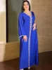 Ethnische Kleidung Herbst Jalabiya Muslim Abaya Kleid Abayas Frauen Ramadan Dubai Islam Marokko Kaftan Robe Longue Musulmane Vestidos Largos