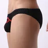 Sous-vêtements ouverts avant sexy hommes sous-vêtements pénis poche hommes slips taille basse glace soie culotte renflement push up respirant