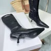 المصمم Sling Boot Boot Luxury Leather Shiletto Heel Women Spike Spike Spike Admance Fashion Highwale Boots Size 35-40