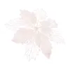Fleurs décoratives 12 pièces, guirlande de Poinsettia à paillettes de noël, décoration de vacances (blanc)