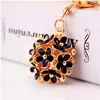 Keychains Lanyards Korean Creative Daisy Flower Key Chain Womens Bag Accessories Metal Pendant Three-Nsional Hollow Five Leaf Chains Dhdky