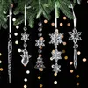 Berrak akrilik Noel ağacı kolyeler cazibe şeffaf plastik kristal kar asılı dekorasyonlar Noel claus neşeli Noel mutlu yıllar festival partisi ev hediyesi