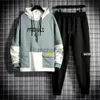 Tute da uomo Abbigliamento da uomo Set da 2 pezzi Uomo Inverno Autunno Tuta da uomo Tuta da jogging Abbigliamento da corsa maschile Patchwork Felpa con cappuccio e Jogger Set J231023