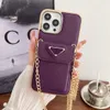 Lüks Üçgen Kart Pokcet Telefon Kılıfı İPhone 15 14 13 12 12 Pro Max Klasik Deri Kabuk Arka Kapak Öne Sikişli Omuz Çantası Tarzı Zinciri Moda Lady Girl Hediye