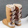 2023 New Australia Snow Boots Tube Middle Fashion Warm Women’s Cotton Shoes Bowknot Snowshoe Size Size